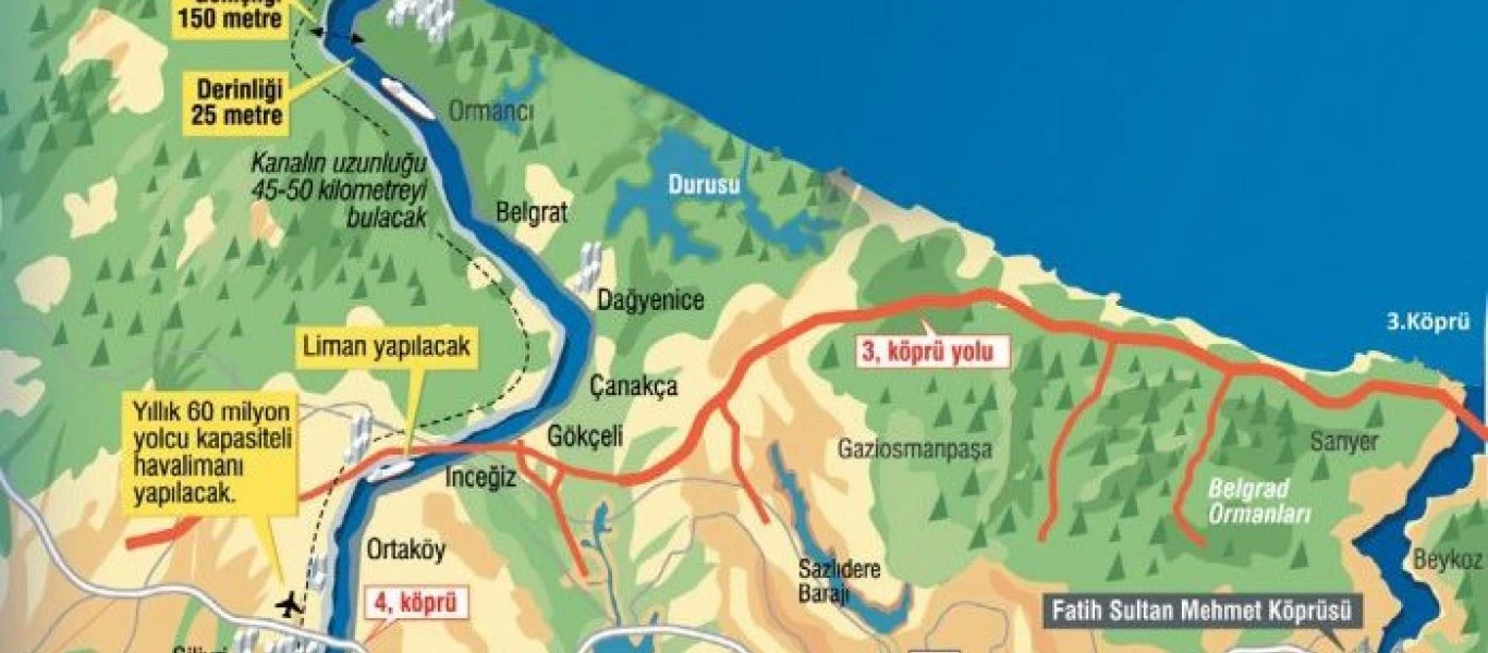 New York Times: «Η 'Διώρυγα της Πόλης' το σχέδιο του Ερντογάν για αύξηση της δημοτικότητάς του»